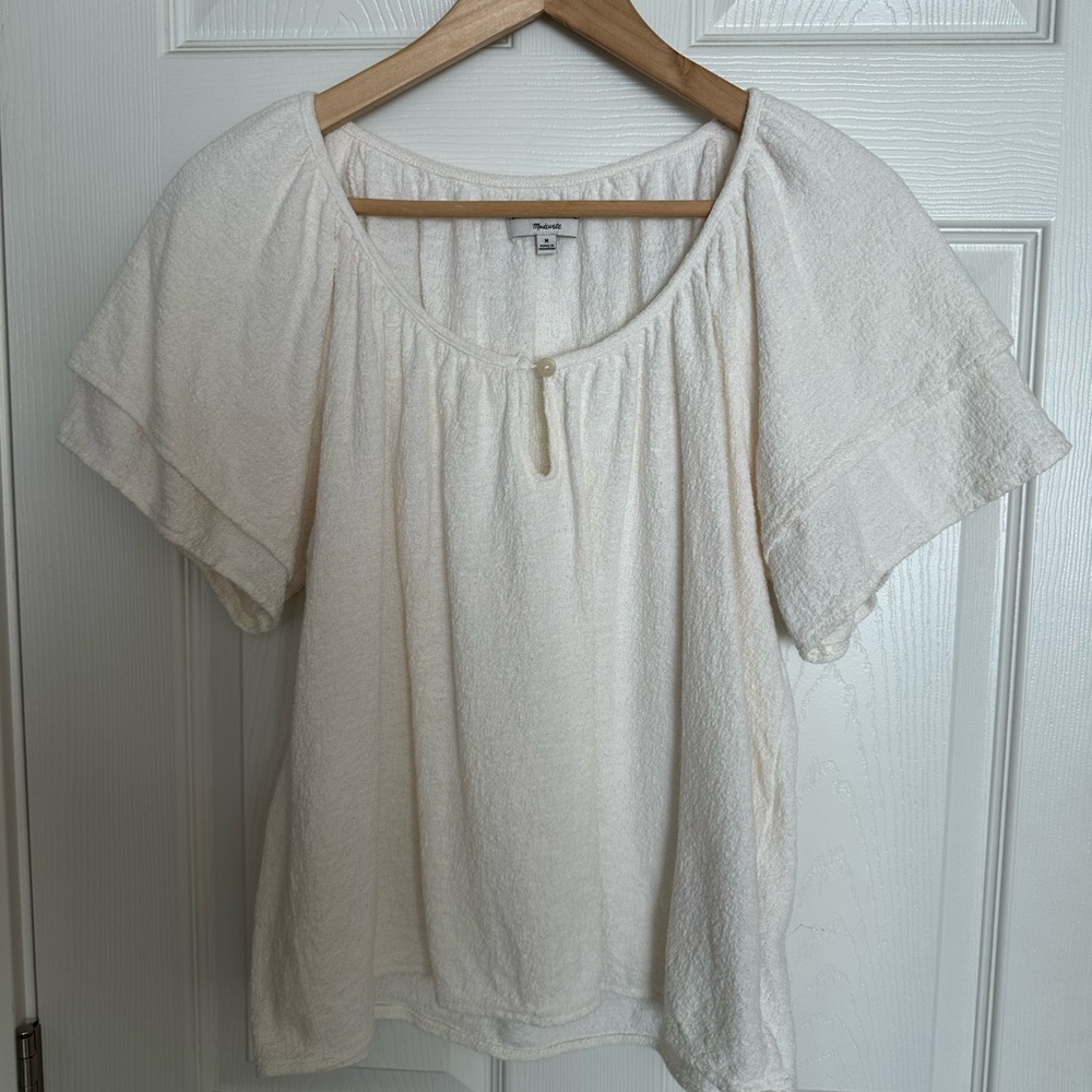 Madewell Cream Textured Blouse